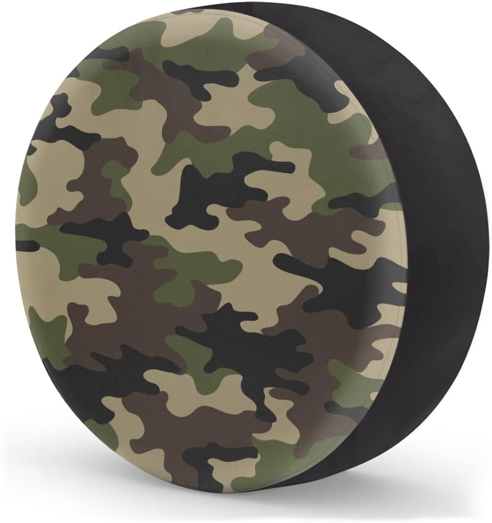 Camo Spare Tire Cover Waterproof Dust-Proof Spare Wheel Covers | Camouflage Army Wheel Tire Cover Universal Fit for Camper Trailers RV SUV Truck Travel Trailers Accessories 14"