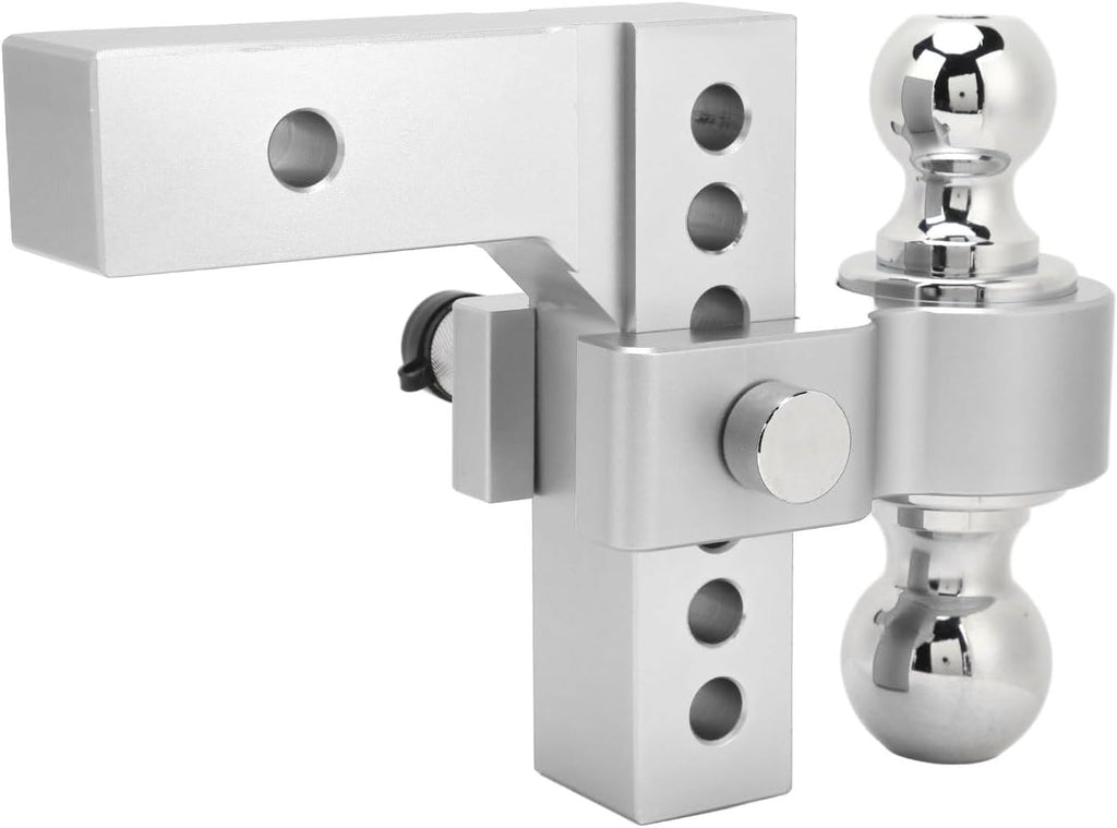Adjustable Trailer Hitch 6in Drop Rise, Heavy - Duty Stainless Steel Receiver Hitch Kit for 2in Trailer Towing, 12500 LBS Capacity with Traction Hook (Electroplated Silver)