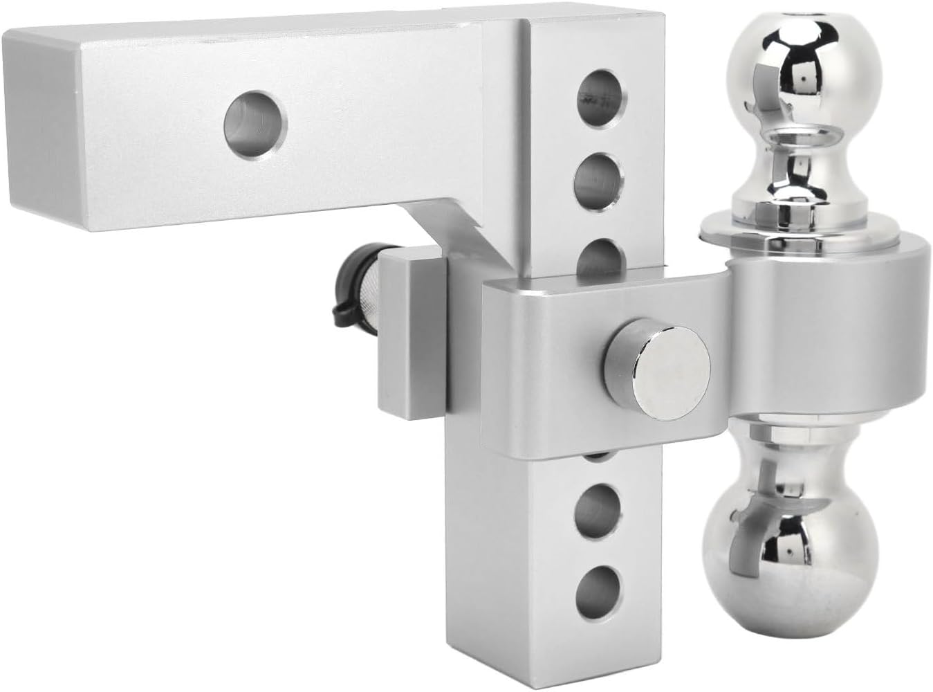 Adjustable Trailer Hitch 6in Drop Rise, Heavy - Duty Stainless Steel Receiver Hitch Kit for 2in Trailer Towing, 12500 LBS Capacity with Traction Hook (Electroplated Silver)