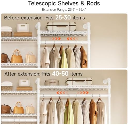 onbrill h3 plus expandable wall mounted closet system, close-up detail