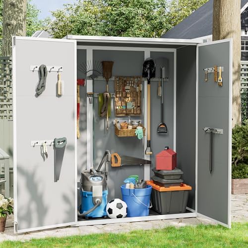 udpatio vertical storage shed,51 cu.ft resin outdoor cabinet,dark, side view