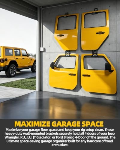 heavy duty wall mounted jeep door hangers garage showing dimensions