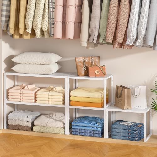 threehio 2 pack stackable closet organizers and storage, close-up detail