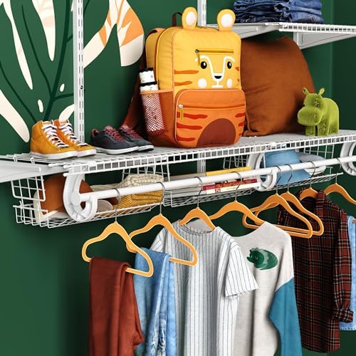 closetmaid hideaway hanging wire shelf for closets, pantries shown in use