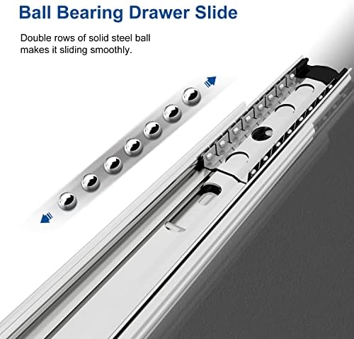 vadania 24-inch drawer slide, va1045 chrome, ball bearing showing dimensions