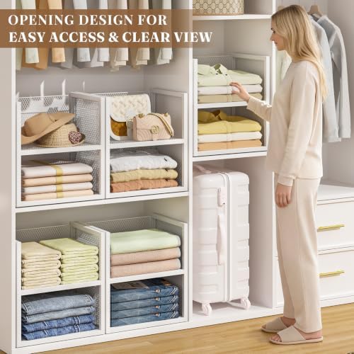 daoutime 6-tier stackable closet organizers and storage basket showing dimensions