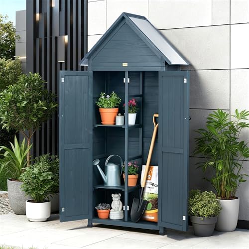 outdoor storage shed with floor & adjustable shelves, package contents