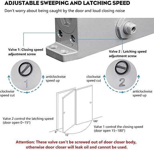 marie automatic door closer,size 3 adjustable closing speed, close-up detail