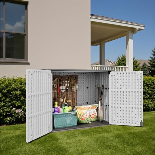 patiowell 26 cu.ft resin outdoor storage cabinet with, side view