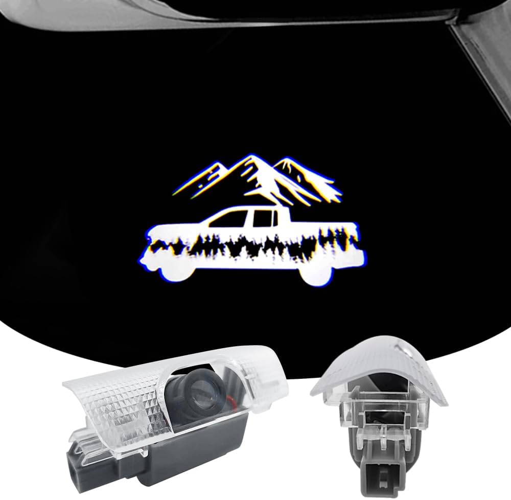 2 PCS LED Car Door Logo Lights Compatible for Tacoma 2025-Present Courtesy Projector Laser Welcome Light Puddle Lamp Car Accessories (Mountains, for Tacoma 2025-Present)