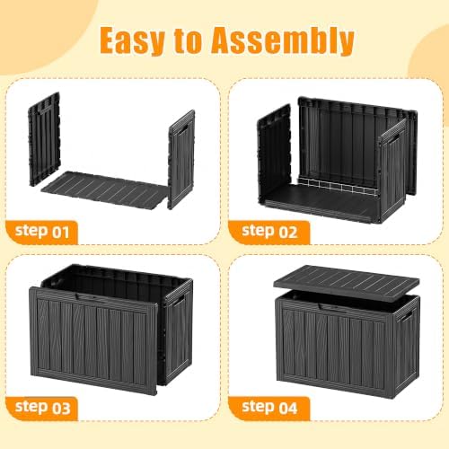 vixzen 55 gallon outdoor storage box waterproof, deck on a desk or shelf