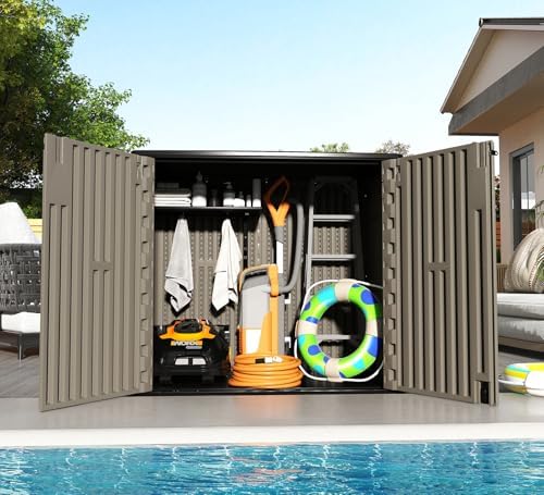 zzm 37 cu.ft outdoor storage shed with floor, side view