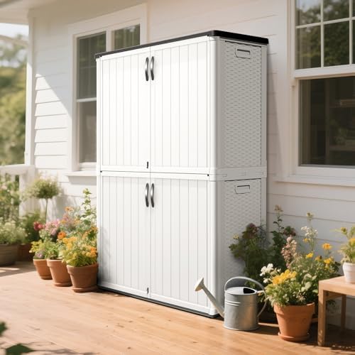 greesum 50 cuft outdoor storage cabinet with 2, front angle view
