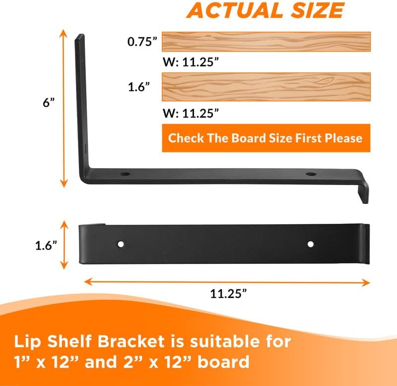 batoda 12" z shelf brackets with lip for shown in use