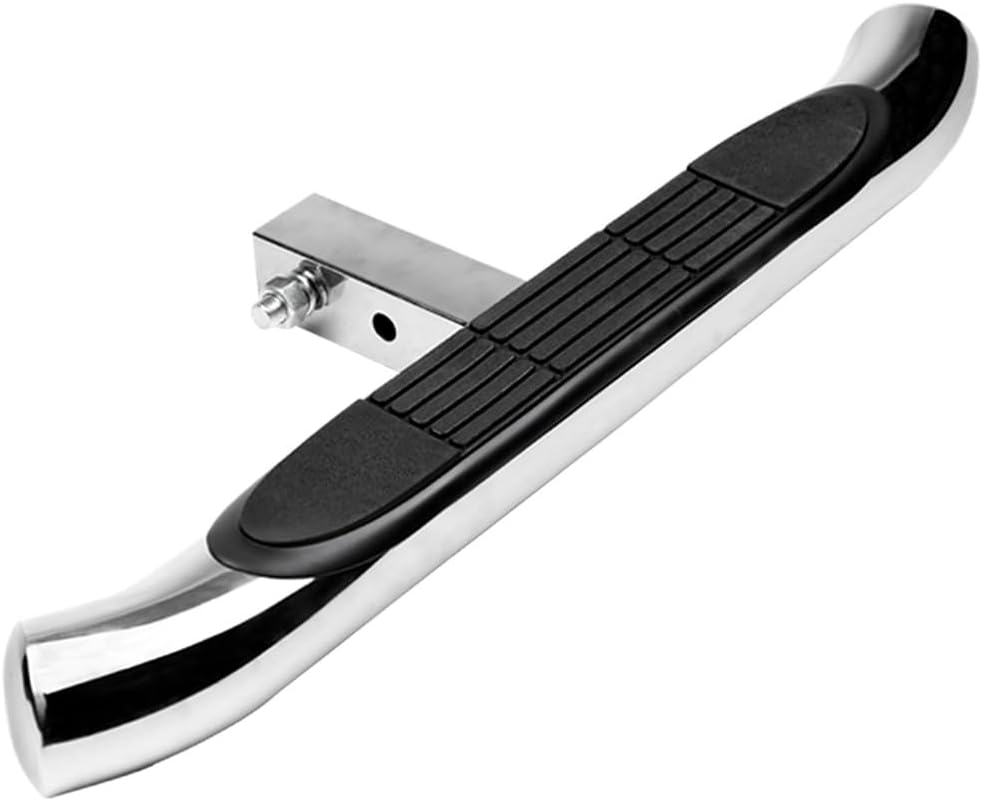7422445151162 Universal Compatible with 2" x 2" Towing Receiver Chrome 3 Inch Tube Trailer Tow Mount Rear Hitch Step Bar Bumper Guard