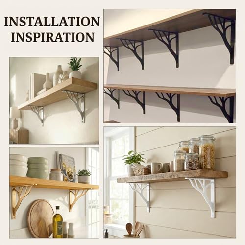rustic tree black heavy duty shelf brackets 10, side view