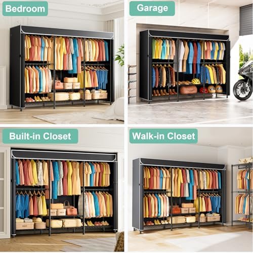 semhor k01c heavy duty clothes rack with cover, front angle view