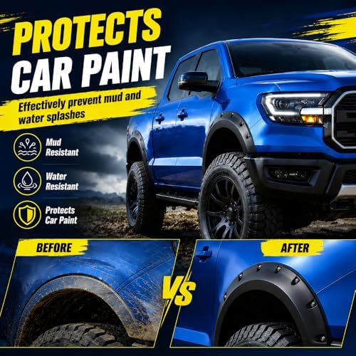 GRAND ORANGE Fender Flare Modified 4pcs Matte Black | Compatible with 2019-2024 Dodge Ram 2500 3500 Pocket Rivet Smooth