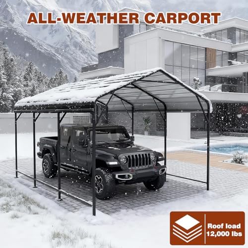 leveleve 10x15 ft heavy-duty metal carport, galvanized steel, close-up detail