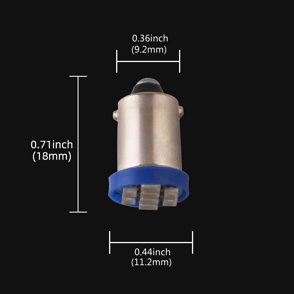 Grandview BA9 BA9S 53 57 1895 64111 White Car Vehicle BA9S Blue Super Bright LED Bulbs Used for Side Door Courtesy Lights Map Lights - Pack of 10