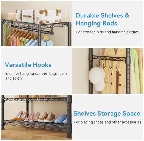 ulif e1 heavy duty closet garment rack, easy, package contents