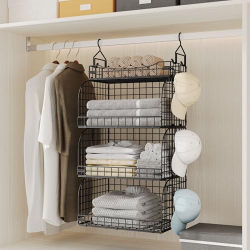 hapirm hanging closet organizer storage - 4 tier showing dimensions