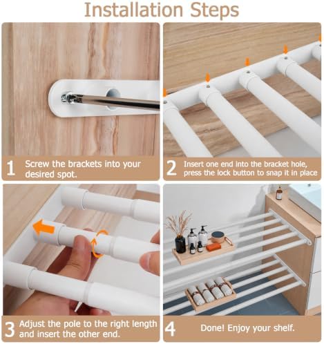 closet shelf & rod expandable, wall mounted easy showing dimensions