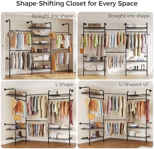 closet organizers and storage, 3-row heavy duty garment showing dimensions