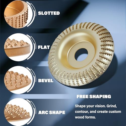 angle grinder wood carving disc set for 4-4.5", front angle view