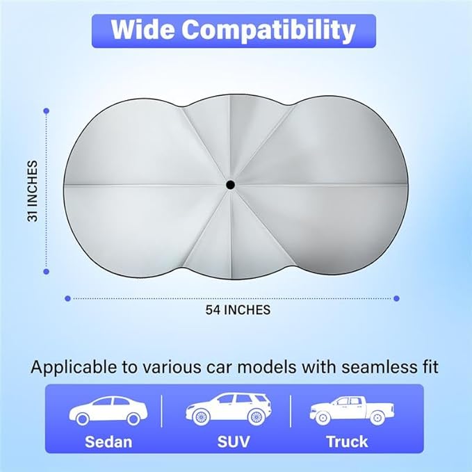 EcoNour Car Windshield Sunshade Umbrella | Foldable Windshield Sun Shade Cover - Image 3