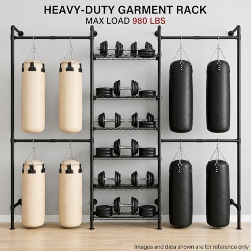 f3 wall mounted closet system, industrial pipe clothing, side view