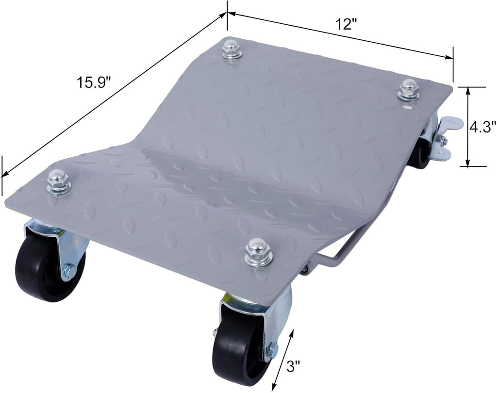 6000lbs Heavy Duty Car Wheel Dollies - 4 Pack Tire Skating Set (Gray + Steel) | Smooth Mobility: 4 universal swivel casters per dolly for 360-degree movement