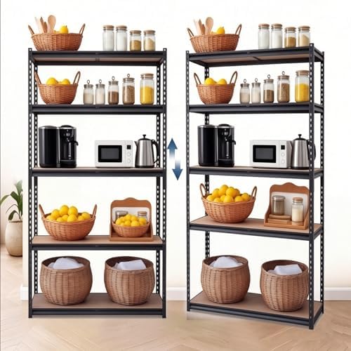 heavy duty garage storage shelves, 5-tier metal adjustable, view 9