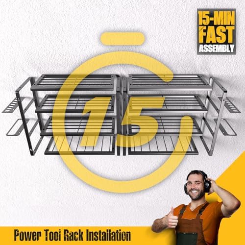 spampur power tool organizer wall mount, close-up detail