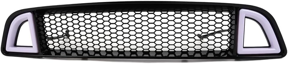 PIT66 Upper Grille with DRL LED Lights Fit 2013-2014 Ford Mustang | DRL Accent Vent Lights Not Fit Except Shelby Models, Honeycomb Mesh Design, Direct Replacement, DR3Z8200AB, FO1200590