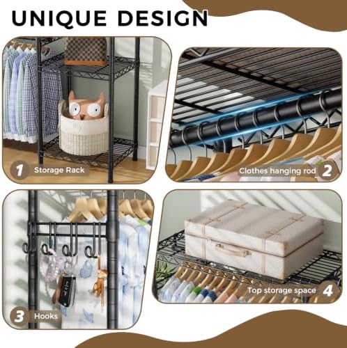 golpart heavy duty clothes rack metal wardrobe with on a desk or shelf