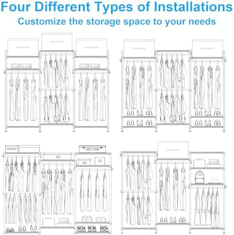 ulif e13c pro heavy duty closet organizer system，freestanding, front angle view