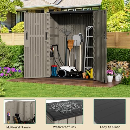 kinying outdoor vertical storage shed,57 cu.ft outdoor storage, close-up detail