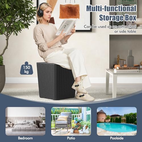 tangkula 11.5 gallon water-proof deck box with removable on a desk or shelf
