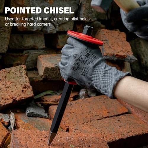 rotation 3pc heavy duty masonry chisel set with on a desk or shelf