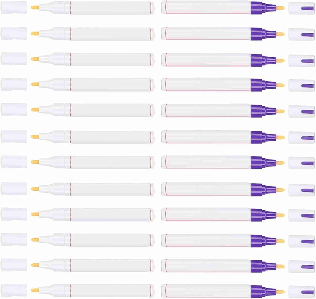 Paint Pen Refill Pack, Permanent Oil - Based Marker, White and Purple, Waterproof, 24pcs - Durable Fiber Tip, Multi - Surface Use, Ideal for Car, Tire, Glass, Metal