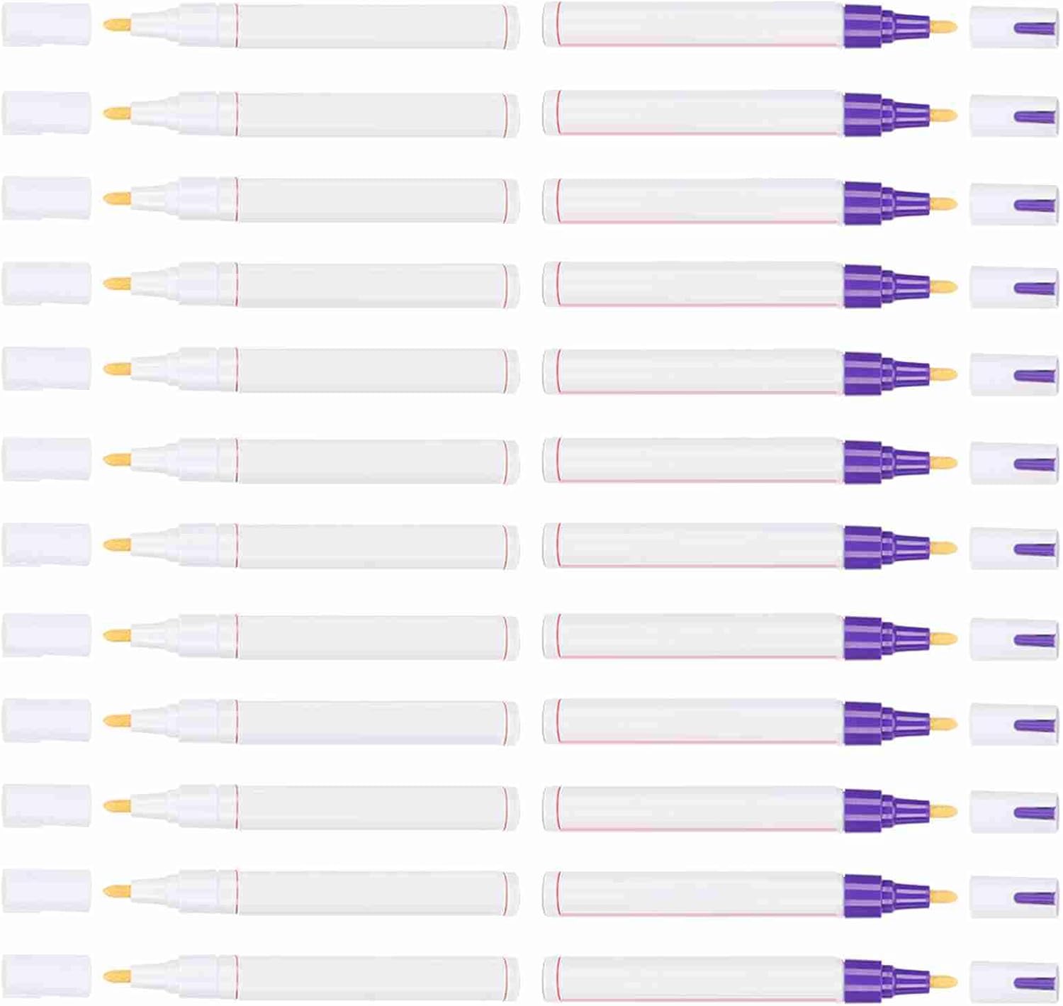 Paint Pen Refill Pack, Permanent Oil - Based Marker, White and Purple, Waterproof, 24pcs - Durable Fiber Tip, Multi - Surface Use, Ideal for Car, Tire, Glass, Metal