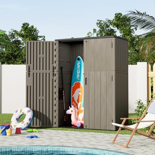 kinying outdoor vertical storage shed,57 cu.ft outdoor storage on a desk or shelf