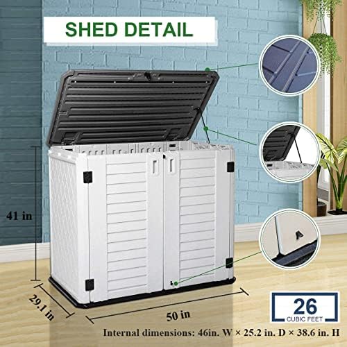 kinying outdoor storage shed - horizontal storage box, close-up detail