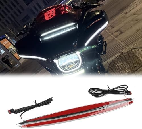 MOEXEXEX For Street Glide FLHX 2026 2025 2024 Windshield Center Fairing Vent Light LED Accent Running Light Front Fairing Trim