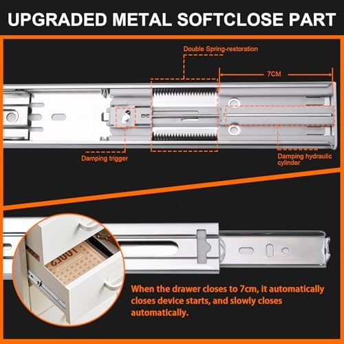 18 inch drawer slides 4 pairs (8pcs) soft, close-up detail