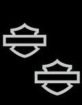 Motorcycle bar and Shield Design Vinyl Decal #2 piece Moto HD Club 5"x4" (Chrome)