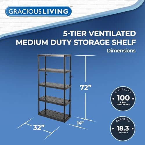gracious living 5 shelf fixed height ventilated medium, close-up detail