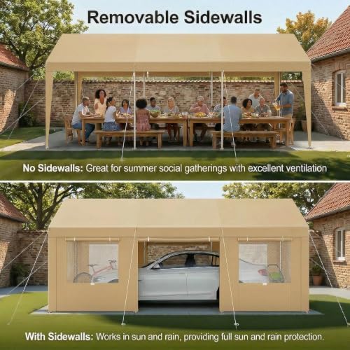 tooluck 12x20 ft heavy duty carport with galvanized on a desk or shelf
