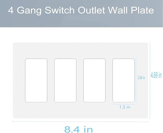 4-Gang Screwless Decora Wall Plate Cover Switch Outlet Electrical Faceplate - Image 2
